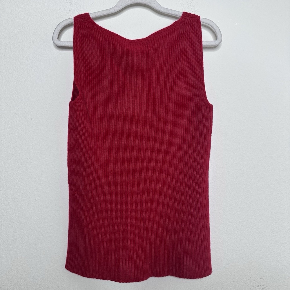 Ellen Tracy For Neiman Marcus Womens Cashmere Red Tank Top Pullover Size Small - Picture 2 of 4